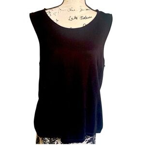 Coldwater Creek 1X Black Cotton Blend Tank Soft Minimalist Layering Plus Size